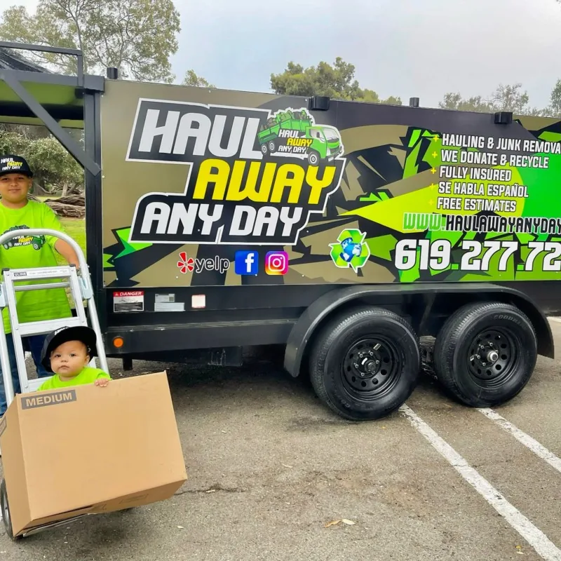 Family crew with the Haul Away Any Day trailer